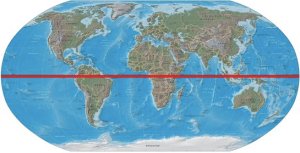 Showing the Equator, though it's not really a red line, just an imaginary one