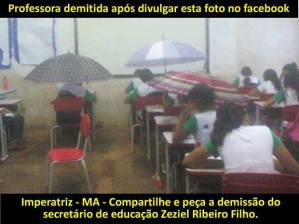 The teacher of this class in the rain, was sacked after putting the photo on Facebook