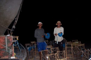 Getting the traps ready, 1st day of the lobster season.