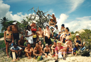 Amazonas students with Neu, bottom left, on a trip to Lagoa Salgado Jan 2002