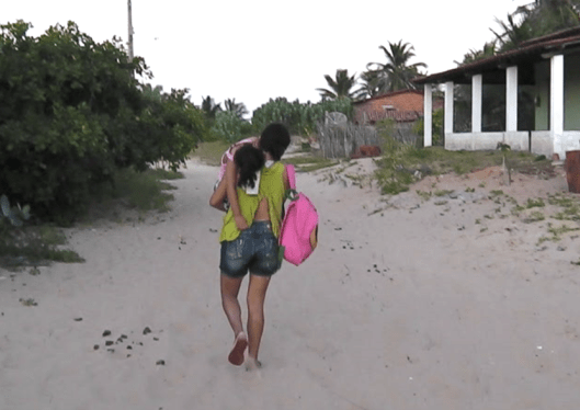 My neighbour had to carry her daughter across the soft sand to reach the road.