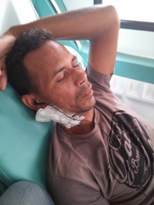 On the way into Fortaleza in the ambulance