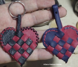 Leather chequered heart keyrings leather chequered heart keyrings