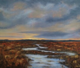 Oil on canvas- shallow river running through the wetlands